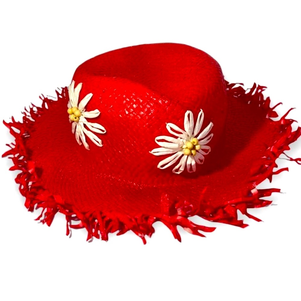 RED shimmer 100% paper eco friendly sun shading hat